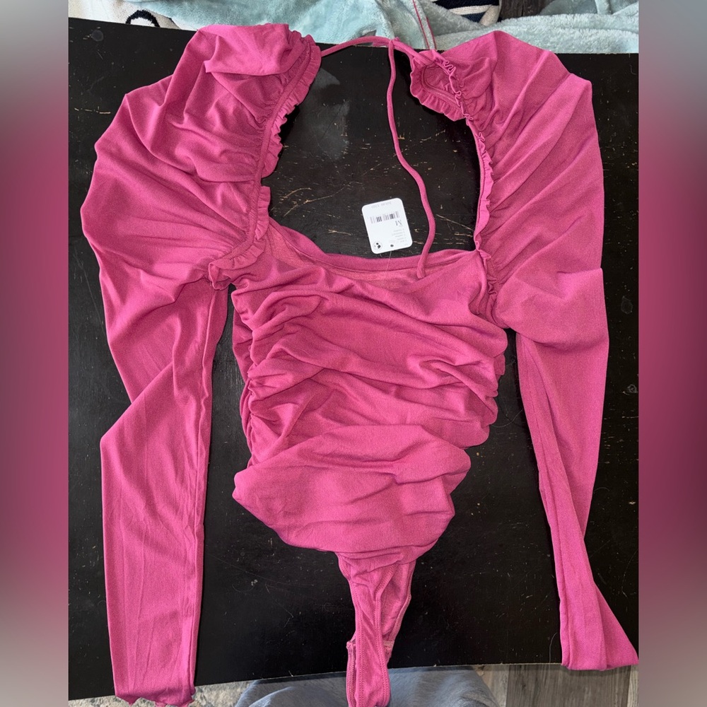 Laundry By Shelli Segal Pink Ruched Bodysuit